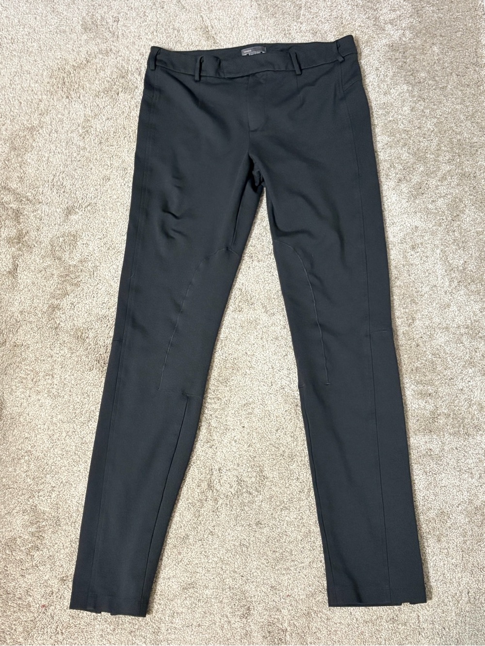Vince Riding Ponte Trousers with Hook-Closure Waist in Deep Grey